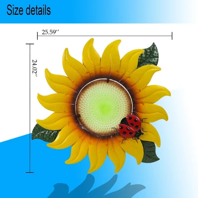 LuxenHome Sunflower Metal And Glass Outdoor Wall Decor 2 LuxenHome Sunflower Metal And Glass Outdoor Wall Decor - Image 2