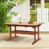 LuxenHome Carmel Solid Wood Extendable Outdoor Dining Table Brown