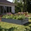 LuxenHome Galvanized Steel Rectangular 6-Ft X 3-Ft Raised Garden Bed Planter, Gray