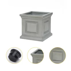 LuxenHome Gray MgO Square Box Flower Pot Planter -LuxenHome GUEST 764c7970 cbc1 4845 bce2 dca150337096