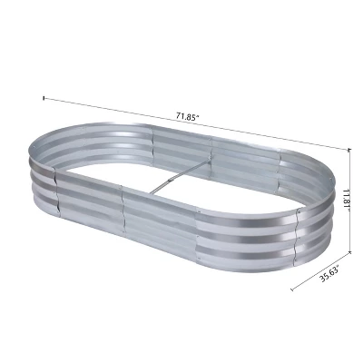 LuxenHome 6ft X 3ft Oval Galvanized Steel Raised Garden Bed Planter 6 LuxenHome 6ft X 3ft Oval Galvanized Steel Raised Garden Bed Planter - Image 6