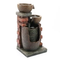 LuxenHome 23" H Bowls And Bricks Resin Outdoor Fountain With Lights Brown 18 LuxenHome 23" H Bowls And Bricks Resin Outdoor Fountain With Lights Brown -LuxenHome GUEST 76745fec 38c3 4a99 9663 c7330e559582