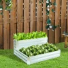 LuxenHome 2-Tier Rectangular Galvanized Steel Raised Garden Bed Planter