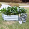 LuxenHome Galvanized Steel Hexagon Raised Garden Bed Planter Silver