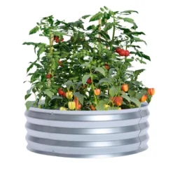 LuxenHome 3ft Round Galvanized Metal Raised Garden Bed Planter -LuxenHome GUEST 76d65b8d 6730 4130 9b42 0e3aec6c78dd