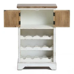 LuxenHome White And Natural Wood 2-Door Wine Cabinet 20 LuxenHome White And Natural Wood 2-Door Wine Cabinet -LuxenHome GUEST 77ae31a9 3548 4673 bb10 3c584aa88ac6