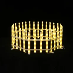 LuxenHome 8-Piece Light Show Star-Topped Fence Design Outdoor Decoration White -LuxenHome GUEST 787cb99e a176 4b5e a102 fe4557037924