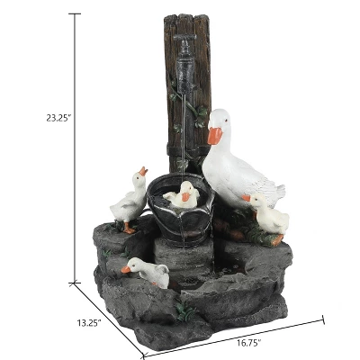LuxenHome Resin Farmhouse Duck Family Outdoor Patio Fountain Water Fountain 5 LuxenHome Resin Farmhouse Duck Family Outdoor Patio Fountain Water Fountain - Image 5