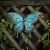 LuxenHome Blue Butterfly Glass And Metal Outdoor Wall Decor