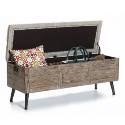 LuxenHome 47.2-Inch Wide Upholstered Wood Storage Bench. -LuxenHome GUEST 793bccbc 8719 453c 94f5 5c5f3f7a73f0