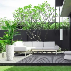 LuxenHome White MgO Geometric Pattern 22" Tall Round Planter 10 LuxenHome White MgO Geometric Pattern 22" Tall Round Planter -LuxenHome GUEST 79538711 fffb 41ea bb6f 3fcd176e7860