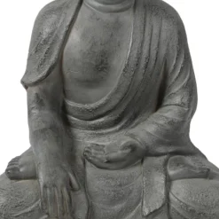 LuxenHome 16.1" Gray MgO Enlightened Buddha Garden Statue -LuxenHome GUEST 79ac3c6c 39a1 4d96 854f 9ac74fac295f