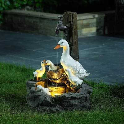 LuxenHome Resin Farmhouse Duck Family Outdoor Patio Fountain Water Fountain 6 LuxenHome Resin Farmhouse Duck Family Outdoor Patio Fountain Water Fountain - Image 6