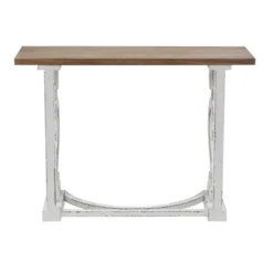 LuxenHome Vintage White And Natural Wood Console And Entry Table -LuxenHome GUEST 7ab508e9 3a35 4871 9011 204b612adedf