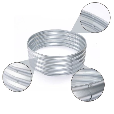 LuxenHome 36in Round Galvanized Steel Raised Garden Bed Planter 6 LuxenHome 36in Round Galvanized Steel Raised Garden Bed Planter - Image 6