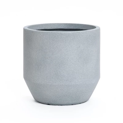 LuxenHome Minimalist Gray Outdoor Planter – Tapered Round MgO Pot With Plug 9 LuxenHome Minimalist Gray Outdoor Planter – Tapered Round MgO Pot With Plug - Image 9