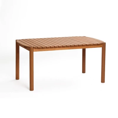 LuxenHome Natural Solid Wood 6-Person 59-Inch Long Rectangle Outdoor Dining Table Brown 8 LuxenHome Natural Solid Wood 6-Person 59-Inch Long Rectangle Outdoor Dining Table Brown - Image 8