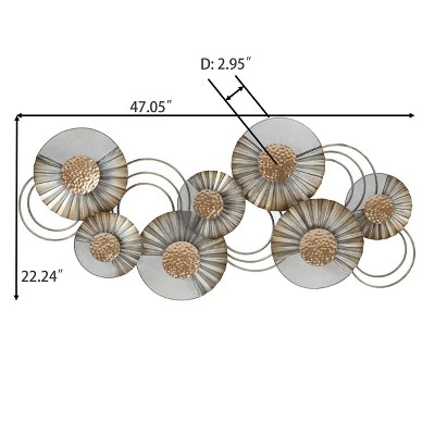 LuxenHome 47" W Distressed Metal Modern Flower Wall Decor 8 LuxenHome 47" W Distressed Metal Modern Flower Wall Decor - Image 8