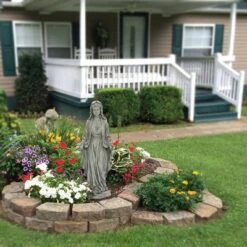 LuxenHome 30.5" H Virgin Mary Indoor Outdoor Statue Garden Statues, Gray Or Ivory -LuxenHome GUEST 7c924c79 fe86 4ab8 b507 daec82feb8eb