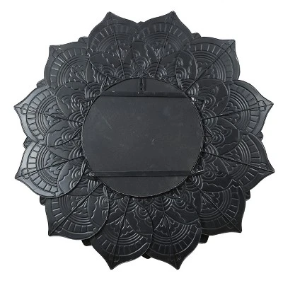 LuxenHome Distressed Brown And White Leaf Wreath Metal Frame Wall Mirror 6 LuxenHome Distressed Brown And White Leaf Wreath Metal Frame Wall Mirror - Image 6