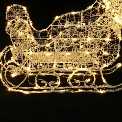 LuxenHome 2-Piece Lighted Reindeer And Sleigh Christmas Yard Decoration, Outdoor Holiday Set With Timer White 9 LuxenHome 2-Piece Lighted Reindeer And Sleigh Christmas Yard Decoration, Outdoor Holiday Set With Timer White - Image 9