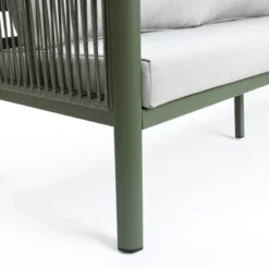 LuxenHome Outdoor Aluminum With Wood-Style Plastic Loveseat Sofa With Cushions And Coffee Table Set -LuxenHome GUEST 7ef05482 6287 4250 838d 91947b83b6b1