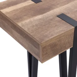 LuxenHome Oak Finish MDF Wood Black Metal Console & Entry Table 17 LuxenHome Oak Finish MDF Wood Black Metal Console & Entry Table -LuxenHome GUEST 7f962f1f 46ed 4000 ac57 a255def31740