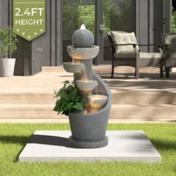 LuxenHome 29" Tall Outdoor Water Fountain With Lights, Resin Cascading Bowl Small Garden Waterfall Indoor And Outdoor Use Gray 14 LuxenHome 29" Tall Outdoor Water Fountain With Lights, Resin Cascading Bowl Small Garden Waterfall Indoor And Outdoor Use Gray -LuxenHome GUEST 8130cda7 1cab 4d1e afb8 3f63b963257a