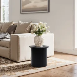 LuxenHome 15" Extra Small Accent Table Fluted Fir And MDF Wood Round Side Table Mid Century Modern Short End Table For Living Room, Bedroom Black 9 LuxenHome 15" Extra Small Accent Table Fluted Fir And MDF Wood Round Side Table Mid Century Modern Short End Table For Living Room, Bedroom Black -LuxenHome GUEST 81d63423 fa79 4906 938f afb270f64b39