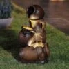 LuxenHome Brown Urns Resin Outdoor Fountain With Lights