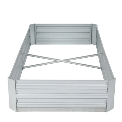 LuxenHome 6ft Rectangular Galvanized Metal Raised Garden Bed Silver 3 LuxenHome 6ft Rectangular Galvanized Metal Raised Garden Bed Silver - Image 3
