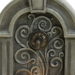 LuxenHome 29.7" H Gray Resin Elegant Wall Freestanding Outdoor Water Fountain With Lights -LuxenHome GUEST 8304d66b 5f85 4f07 a08c 1c2ea8fbe9a3