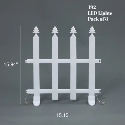 LuxenHome 8-Piece Light Show Fence Design Outdoor Holiday Decoration White 7 LuxenHome 8-Piece Light Show Fence Design Outdoor Holiday Decoration White - Image 7