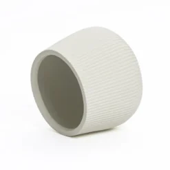 LuxenHome 15.5" Dia Round Concrete Planter Large Indoor Outdoor Plant Pot With Drainage Hole And Plug Modern Off-White Ripped Flower Pot -LuxenHome GUEST 83806649 3d27 46a5 aec2 e96fc0774d94