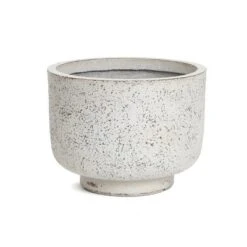 LuxenHome Rustic Planter – White & Gray Round MgO Pot With Drainage Plug -LuxenHome GUEST 83d607c3 63ca 45ba 810e 92a8af51b969