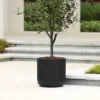 LuxenHome Large Striped Planter, 17.3" Round MgO Pot For Indoor/Outdoor Plants