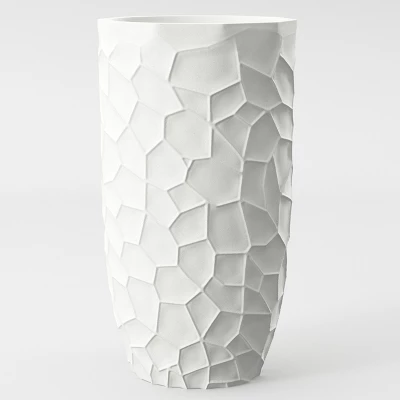LuxenHome White MgO Geometric Pattern 22" Tall Round Planter 1 LuxenHome White MgO Geometric Pattern 22" Tall Round Planter