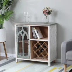 LuxenHome Distressed White And Gray Wood 1-Door Storage Wine Cabinet 18 LuxenHome Distressed White And Gray Wood 1-Door Storage Wine Cabinet -LuxenHome GUEST 847197c5 d326 4e72 bfe0 fc43289f5d62