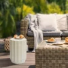LuxenHome Off White With Gray Cement Round Side Table