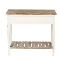 LuxenHome Distressed White And Wood 2-Drawer 1-Shelf Console Table And Entry Table -LuxenHome GUEST 864f98e5 98fd 4e2a 8d94 ca267aca9782