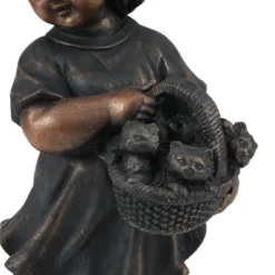 LuxenHome 23.31" Bronze MgO Girl Holding Basket Of Kittens With Puppy Garden Statue 16 LuxenHome 23.31" Bronze MgO Girl Holding Basket Of Kittens With Puppy Garden Statue -LuxenHome GUEST 886a66db 76a0 4cca b835 c837fdc73e61