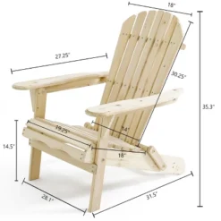 LuxenHome Unfinished Hemlock Wood Outdoor Adirondack Chair -LuxenHome GUEST 8899b12f cd77 4cb3 b7f5 696dec7b34db