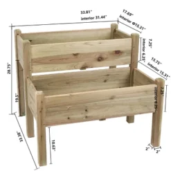 LuxenHome Natural Wood 2-Tier Raised Garden Bed -LuxenHome GUEST 88fa09f1 d252 4809 be2f 9ab2a3bb071b