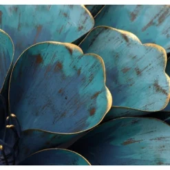 LuxenHome 23.5" Round Teal Blue Flower Metal Wall Decor Art -LuxenHome GUEST 892f3618 e009 4479 b8dd 94b83e7f3e80