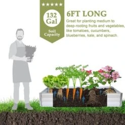 LuxenHome 6Ft X 3Ft Rectangular Galvanized Steel Raised Garden Bed Planter -LuxenHome GUEST 893785ac 2e85 4443 a93e 098620482299