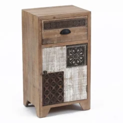 LuxenHome Wood Farmhouse 1-Drawer 1-Door Side Table With Storage. -LuxenHome GUEST 8977d67b ed81 4630 8c6c 92a75405d55f
