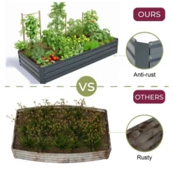 LuxenHome Galvanized Steel Rectangular 6-Ft X 3-Ft Raised Garden Bed Planter, Gray -LuxenHome GUEST 8a62acdd 9d98 403f be01 a4ed509bff4e