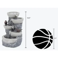 LuxenHome Gray Resin Bowls And Birds Outdoor Fountain -LuxenHome GUEST 8adadb91 9a0a 42dc bda9 5050b0d4b4c0