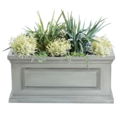 LuxenHome Gray MgO Rectangular Box Flower Pot Planter -LuxenHome GUEST 8b6d5c95 0263 4335 8b19 c550b1c50035