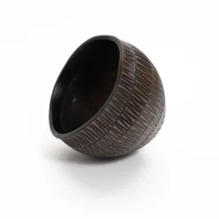 LuxenHome Brown With Black V-Pattern Polyresin 10-Inch Round Planter -LuxenHome GUEST 8b71c38e 2f05 48bb bade 41ceff74b96f